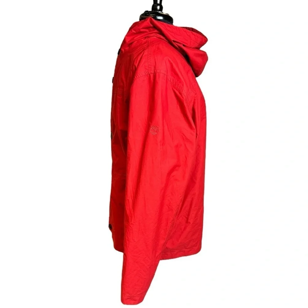 Timberland Men’s Red Waterproof Hooded Performance Rain Jacket Size Small